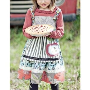 Matilda Jane Percy Knot Dress blue white striped Apple You & Me apron boutique